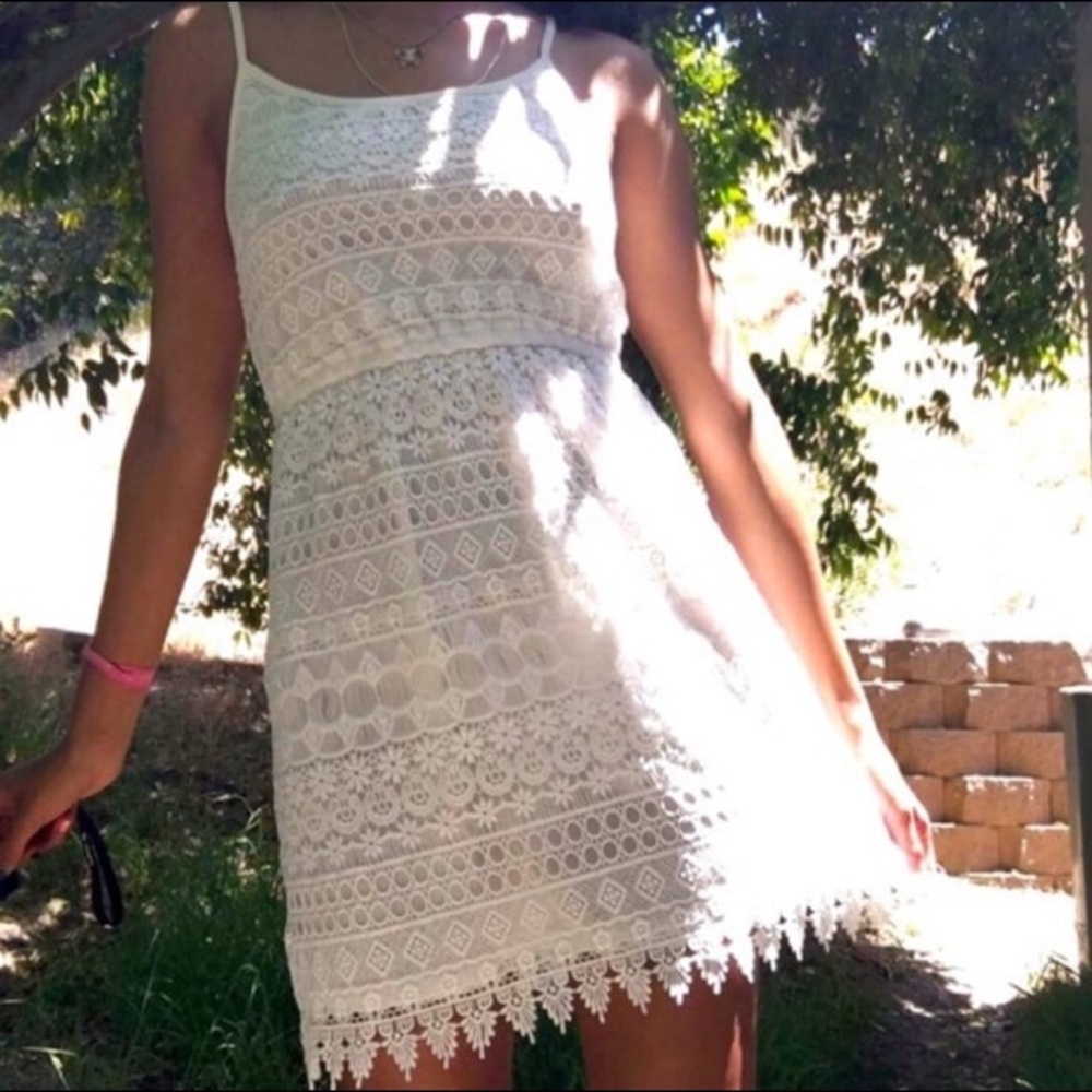 DIVIDED H&M Women white sleeveless Tank lace Summer dress | M